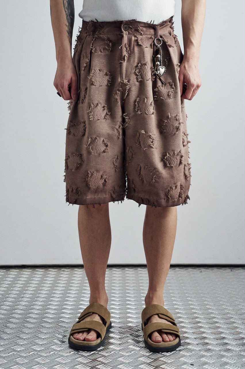 Frayed Grid Brown Set - back view