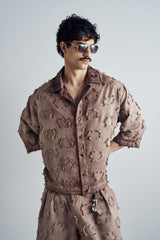 Frayed Grid Brown Set - styled view