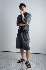 Frayed Grid Dark Navy Set - styled view