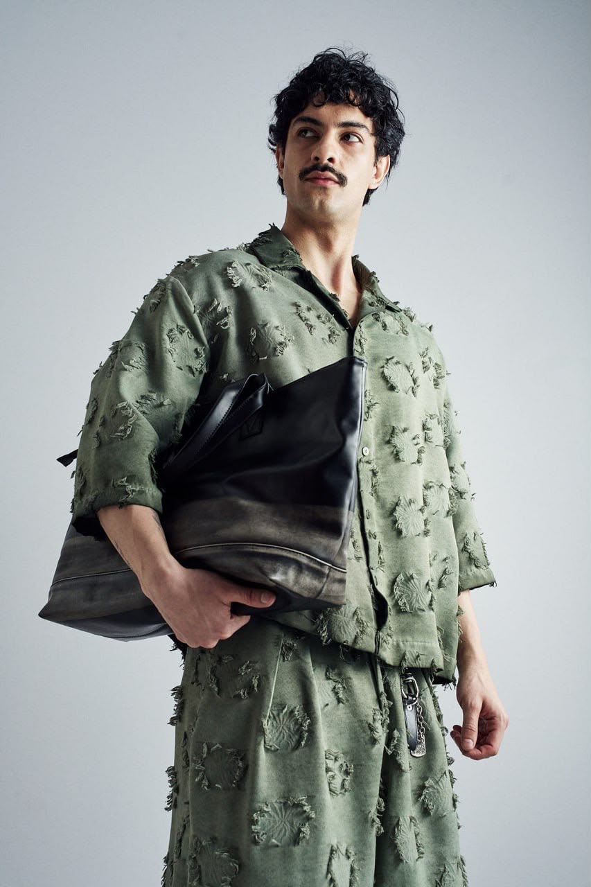 Frayed Grid Green Set - back view