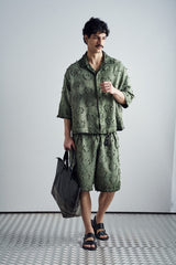 Frayed Grid Green Set - styled view
