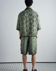 Frayed Grid Green Set - shirt detail