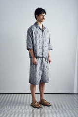Frayed Grid Light Grey Set - styled view