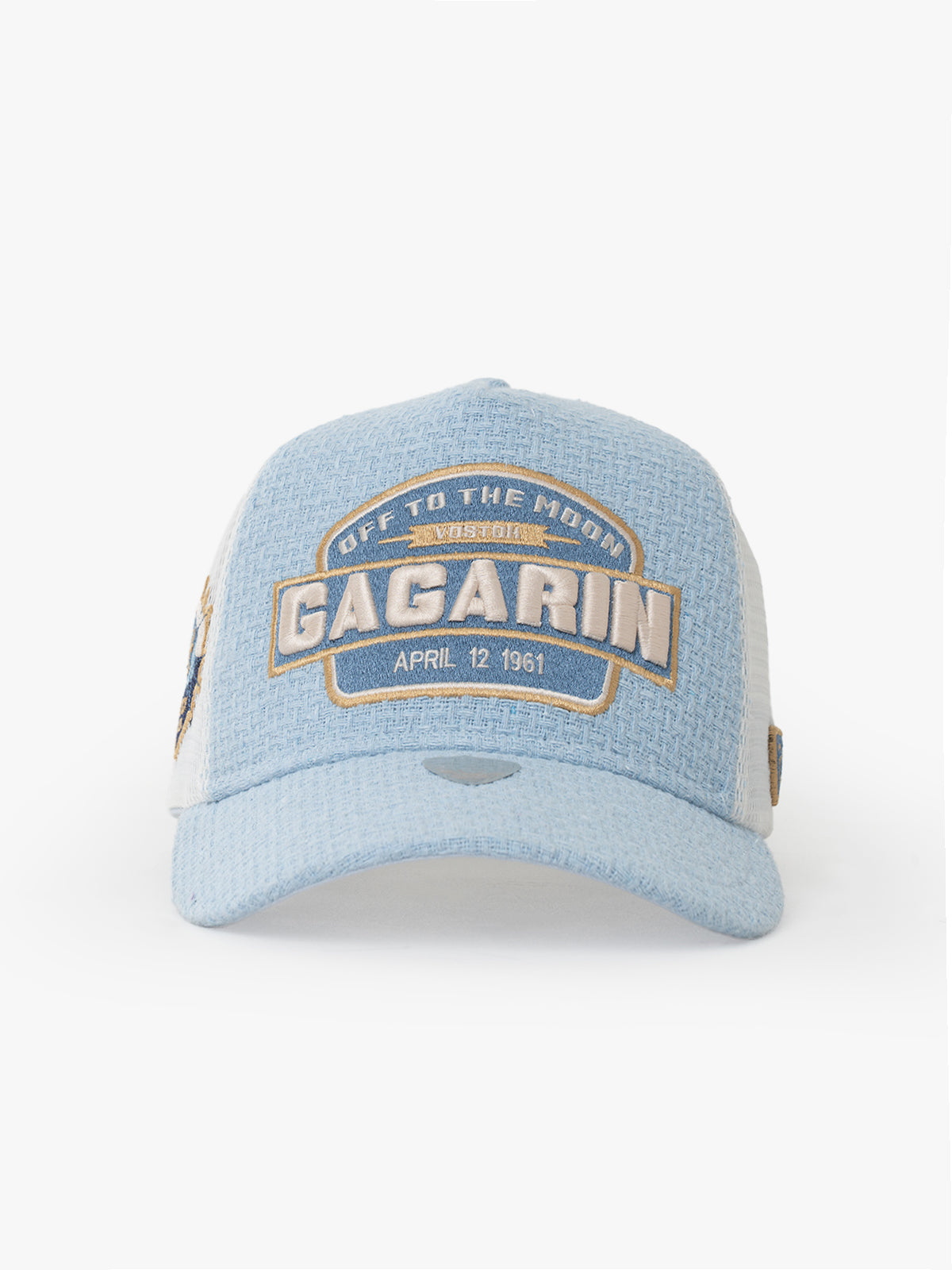Front view of Gagarin Blue Trucker Hat