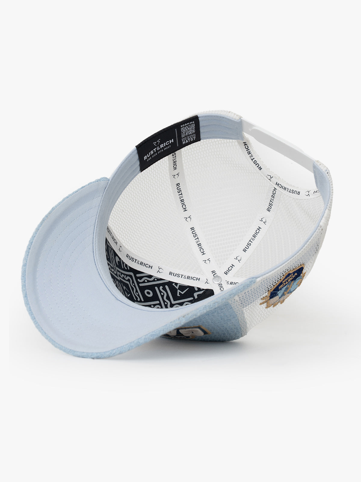 Gagarin Blue Trucker Hat on a white background