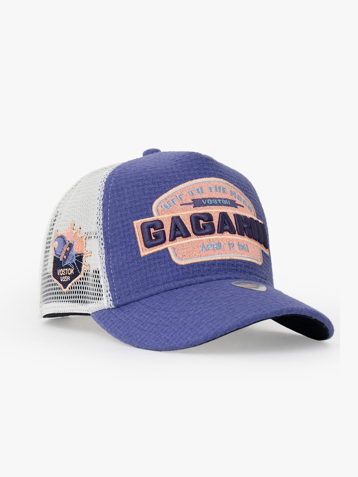 Side view of Gagarin Purple Trucker Hat