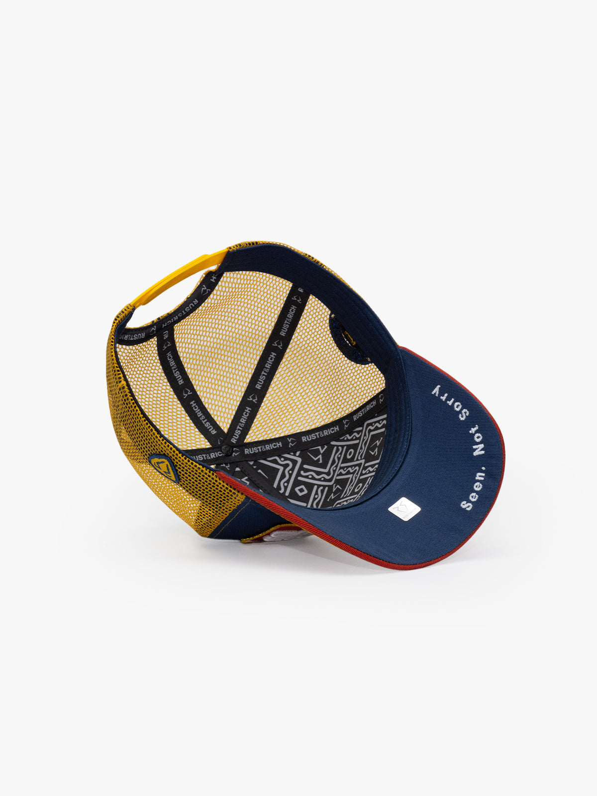 Ghosting Navy Blue Trucker Hat on a white background