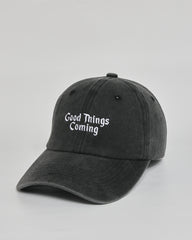 Good Things Coming black washed cap - side view