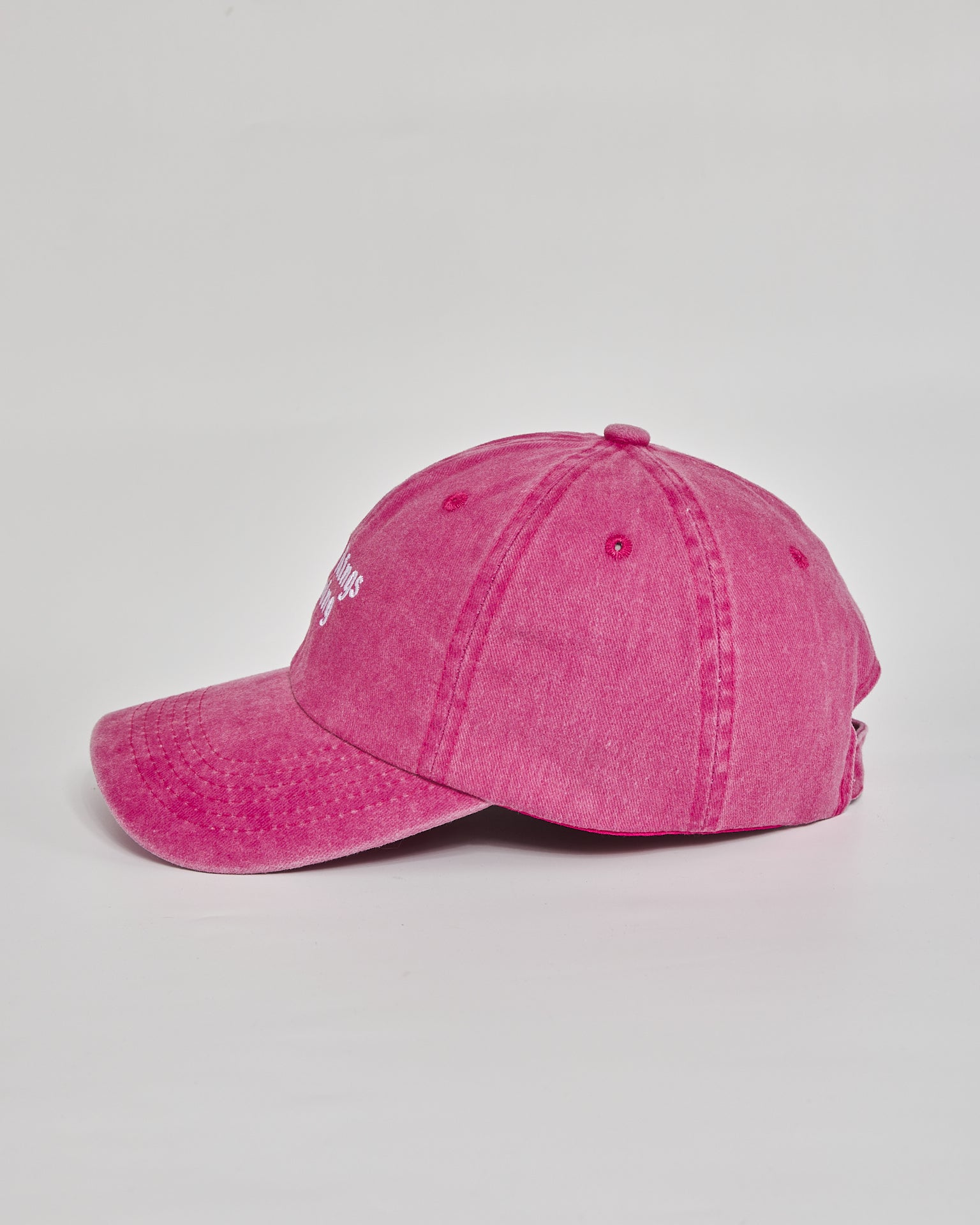 Good Things Coming hot pink washed cap - angled view