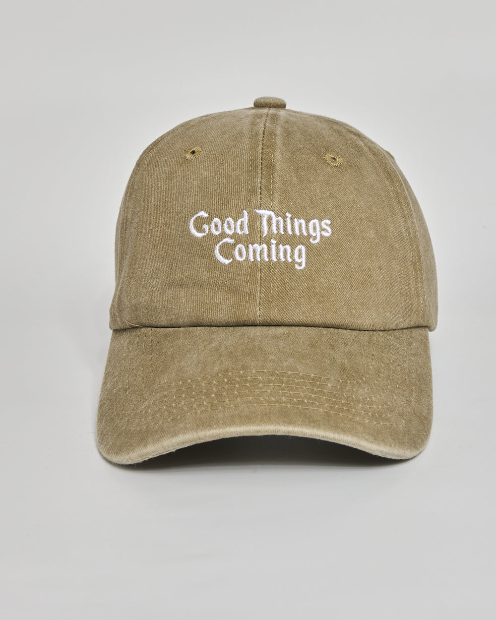 Good Things Coming khaki washed cap - front view