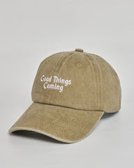 Good Things Coming khaki washed cap - side view