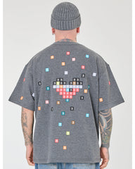 back view of Love Pixel Gray Tee
