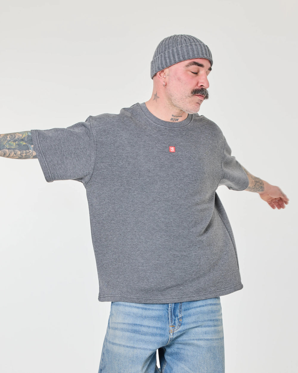 front view of Love Pixel Gray Tee