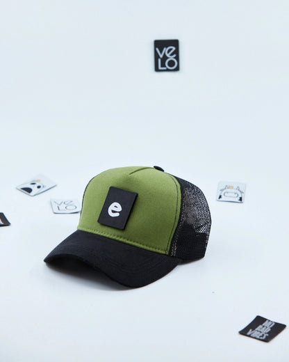 Side view of Green and Black Customisable Trucker Cap