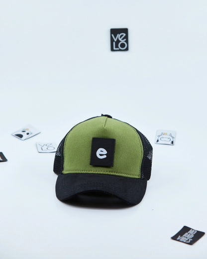 Front view of Green and Black Customisable Trucker Cap