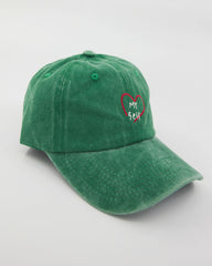 side view of Green Love Myself Washed Cap