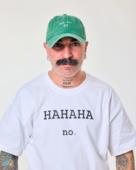 man wearing Love You Bye Green Washed Cap