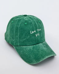 side view of Love You Bye Green Washed Cap