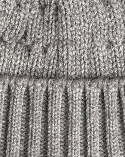 close look of grey fisherman beanie 
