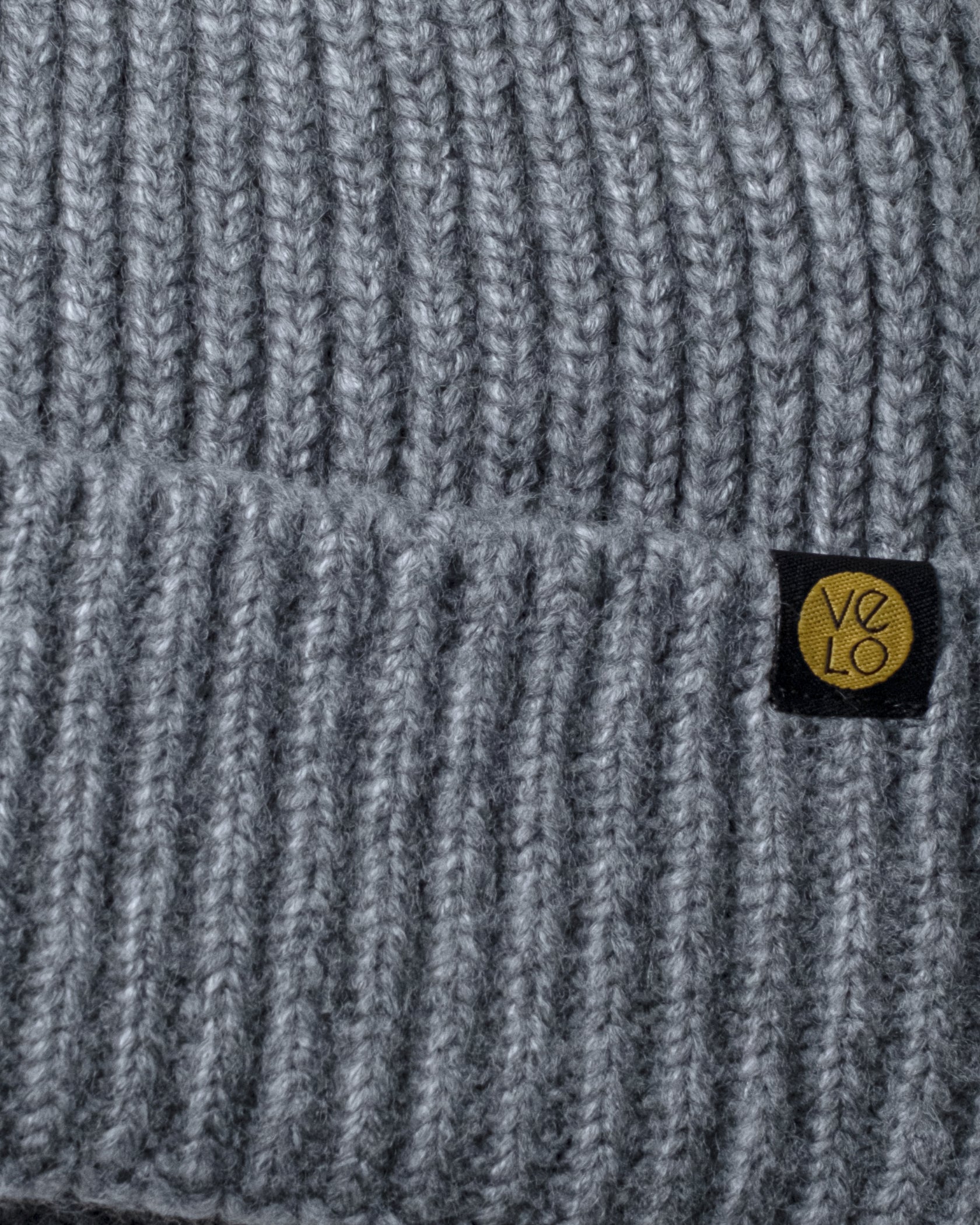 Close view of Grey Lux Beanie