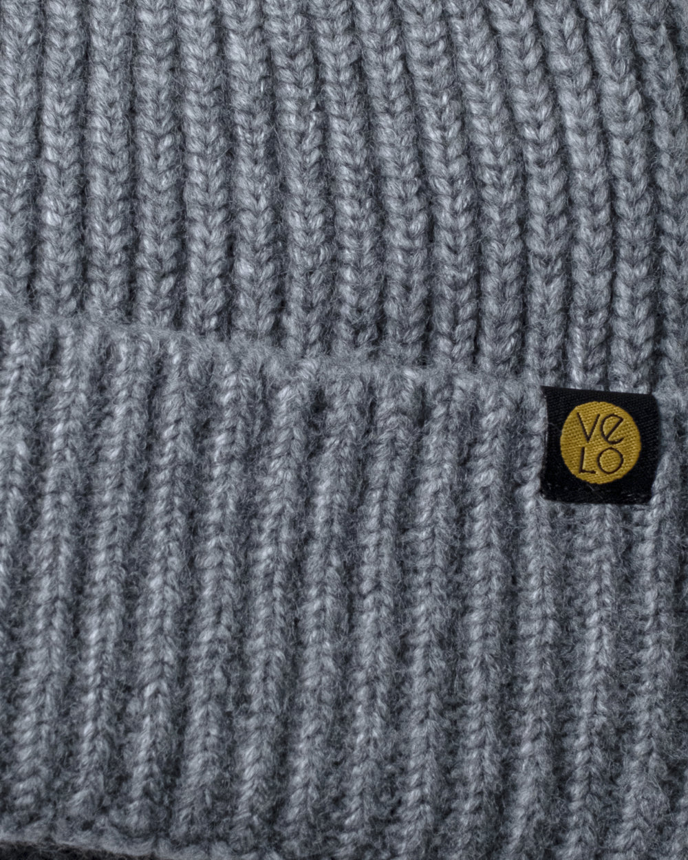 Close view of Grey Lux Beanie