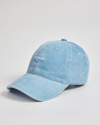Light blue corduroy cap on a light gray background