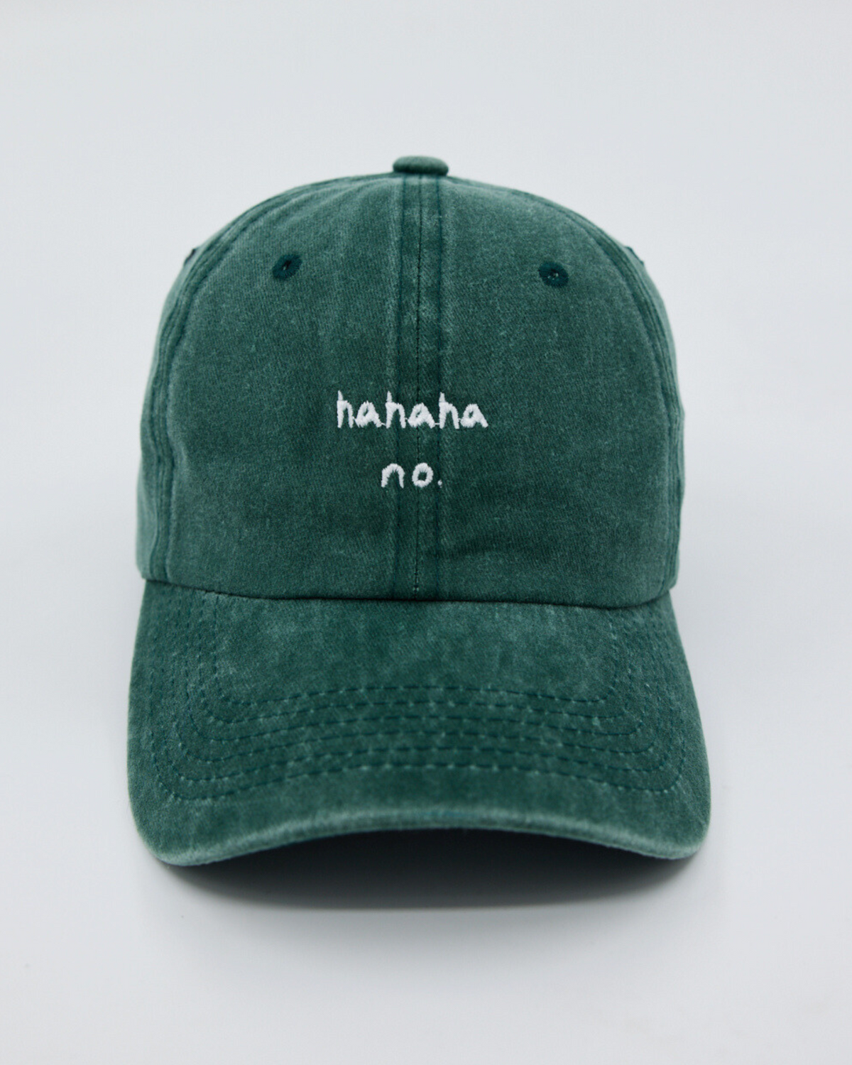 Hahaha No Dark Green Washed Cap
