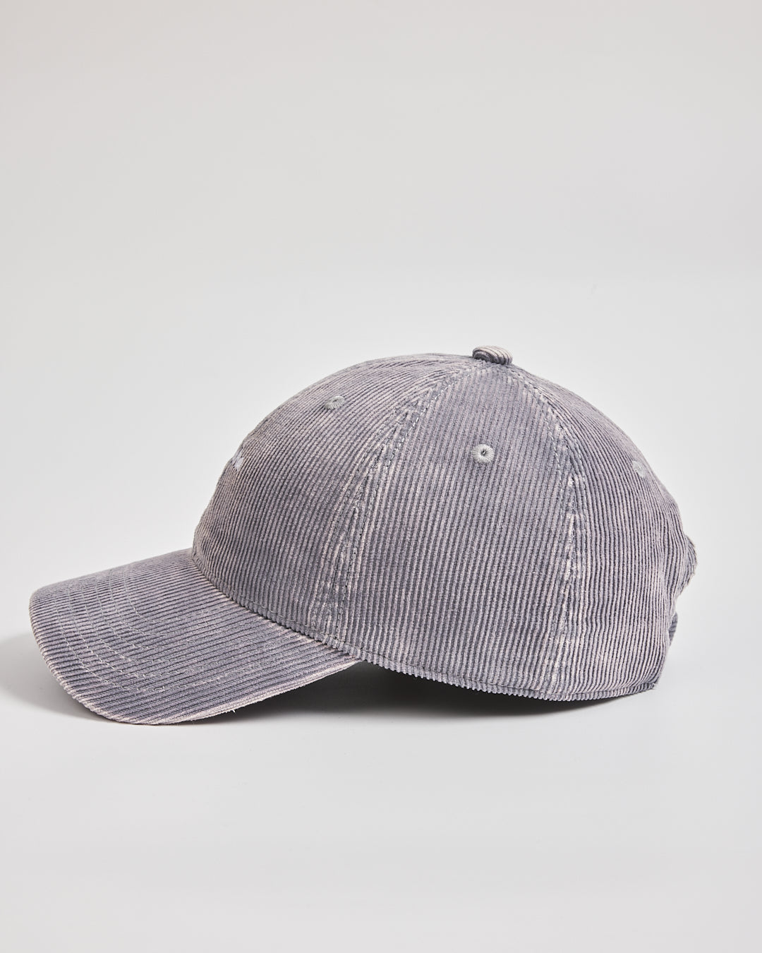 Gray striped baseball cap on a light gray background