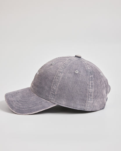 Gray striped baseball cap on a light gray background