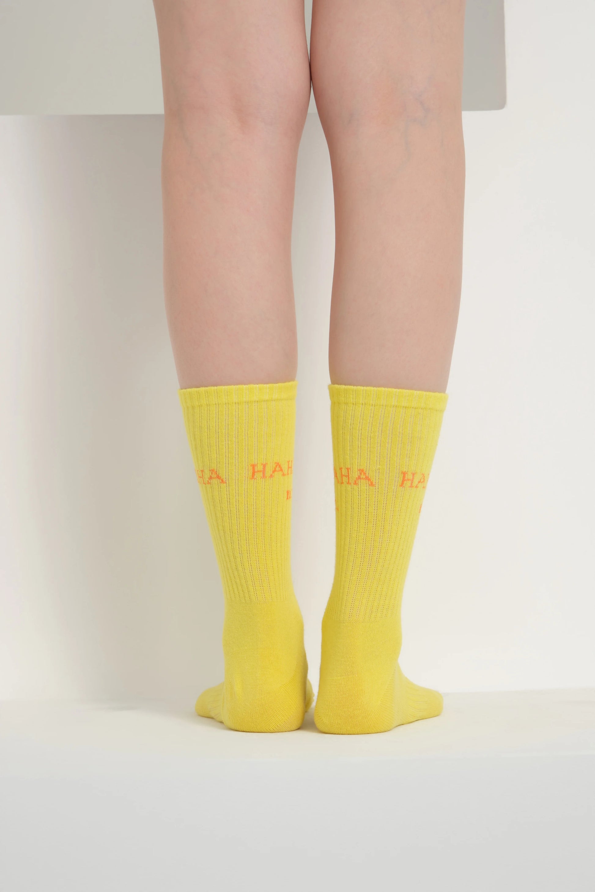 back view of yellow hahaha no socks