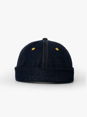 Front view of Hands Off Denim Docker Hat
