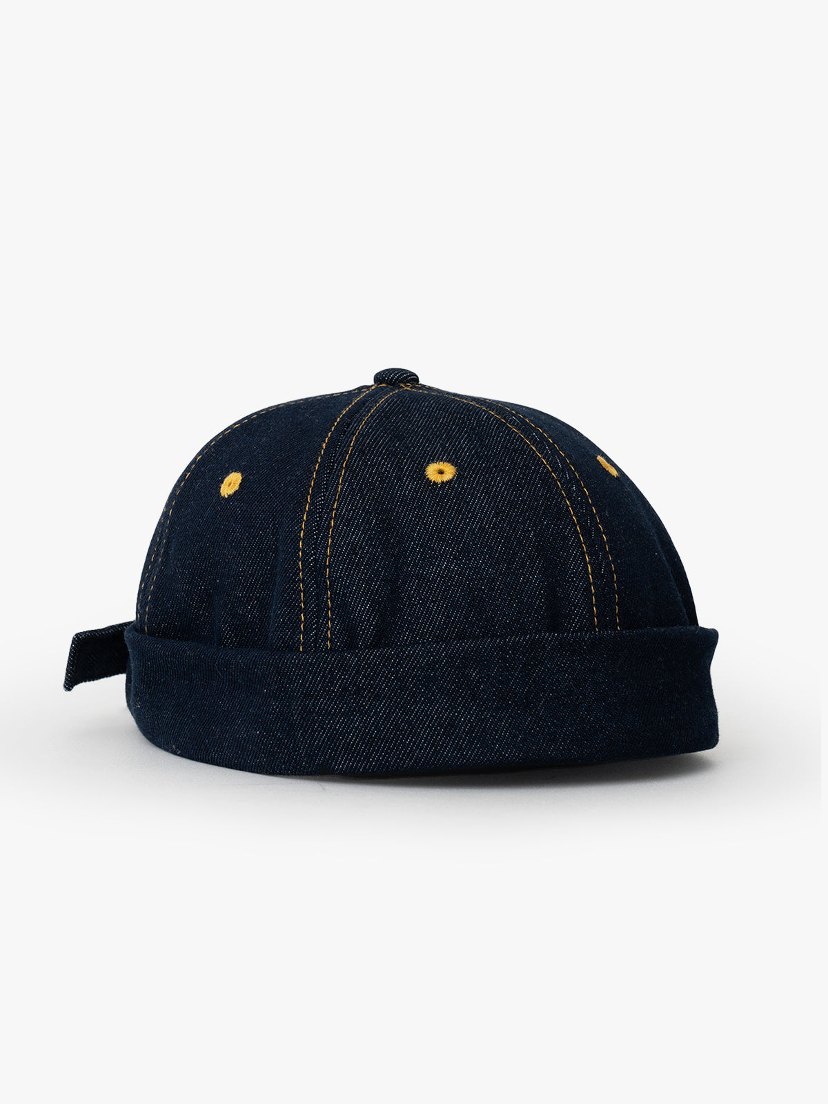 Side view of Hands Off Denim Docker Hat