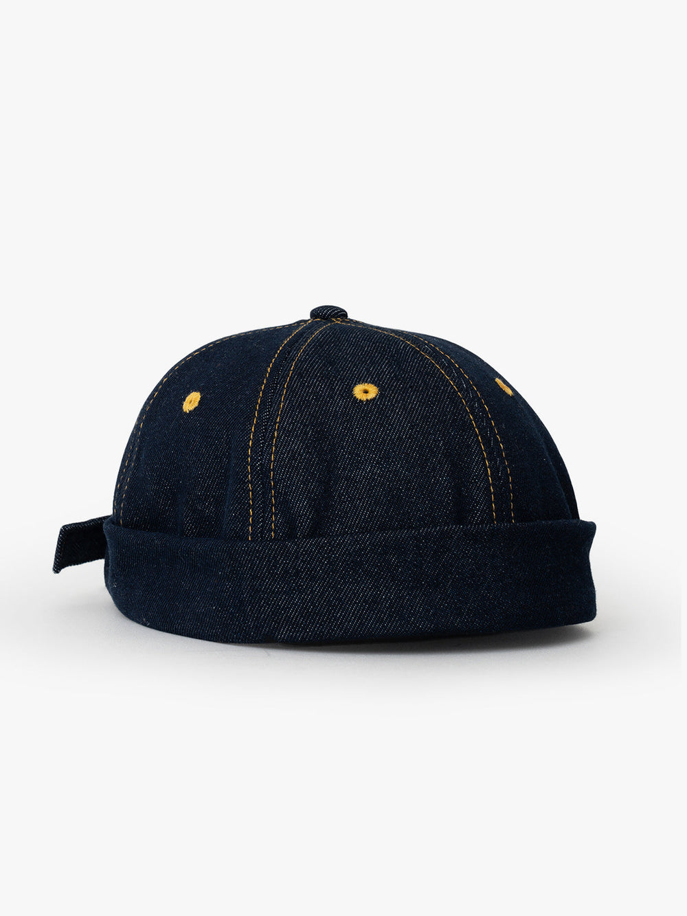 Side view of Hands Off Denim Docker Hat