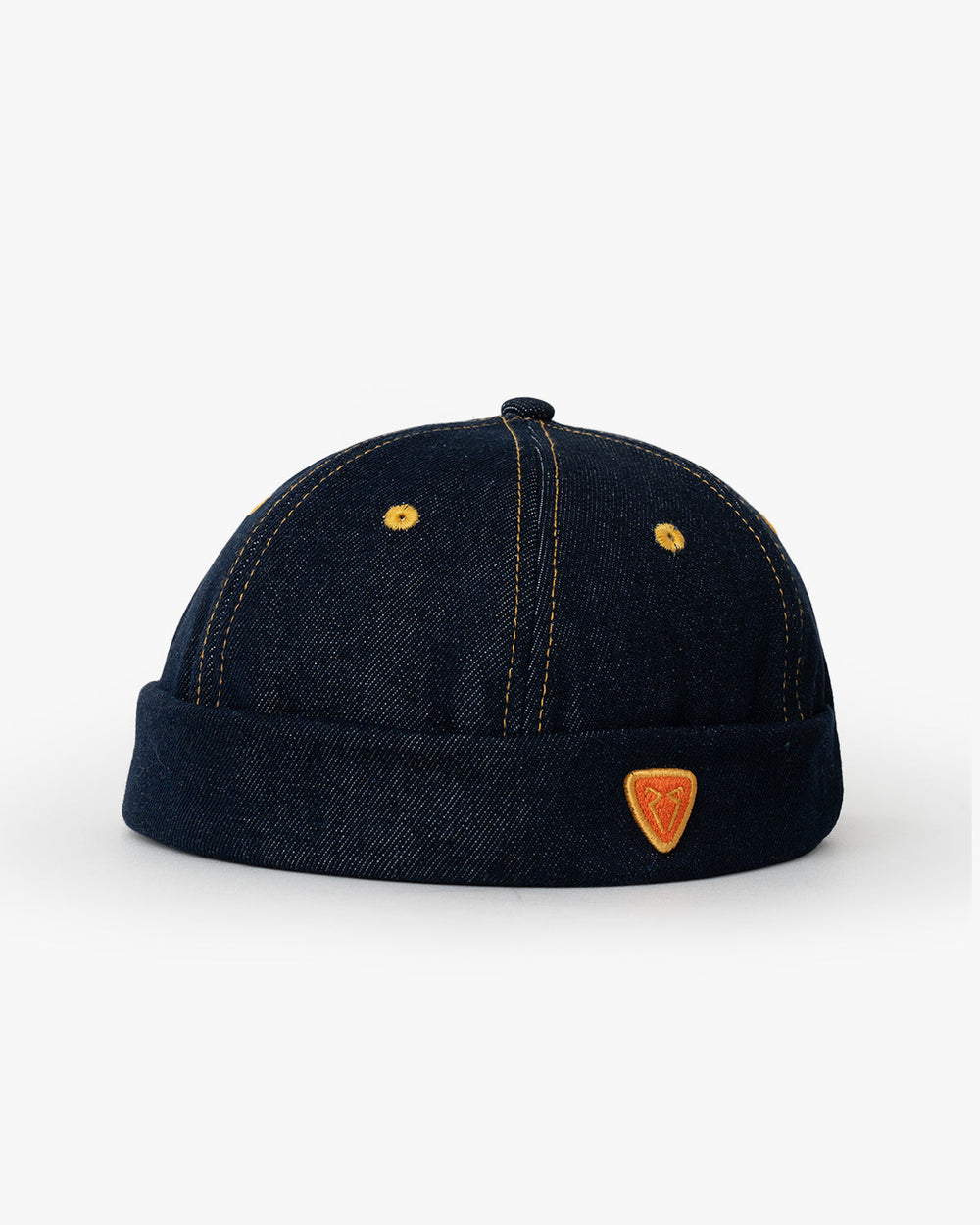 Side view of Hands Off Denim Docker Hat
