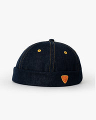 Side view of Hands Off Denim Docker Hat