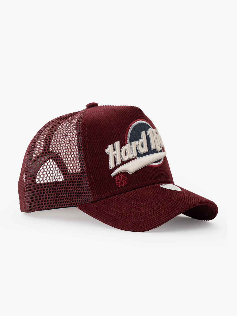 Side view of Hard Rich Burgundy Trucker Hat