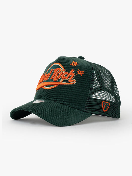 Side view of Hard Rich Green Trucker Hat