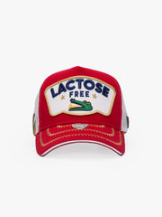 Front view of Lactose Free Red Trucker Hat