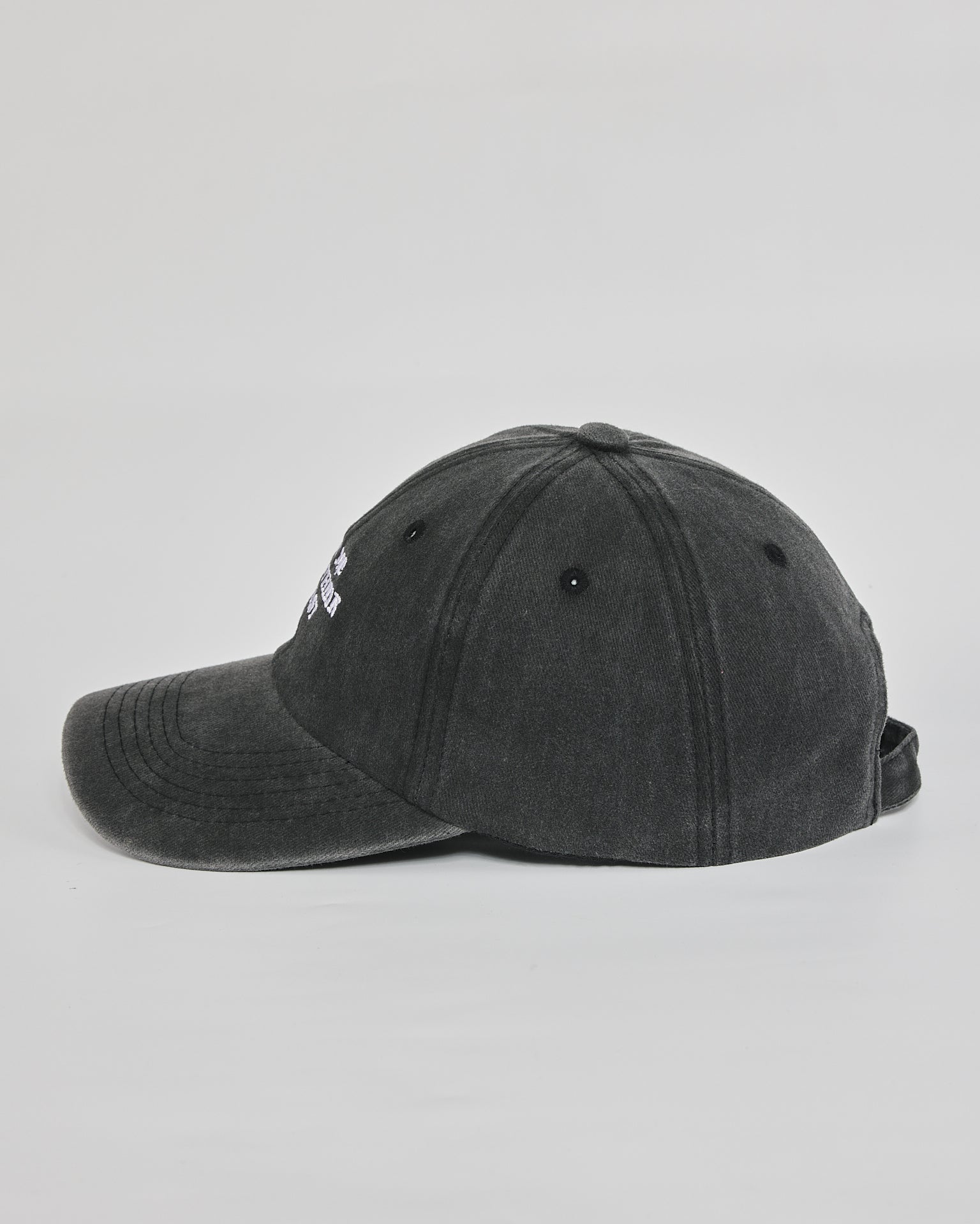 Let Me Overthink First black washed cap - angled view