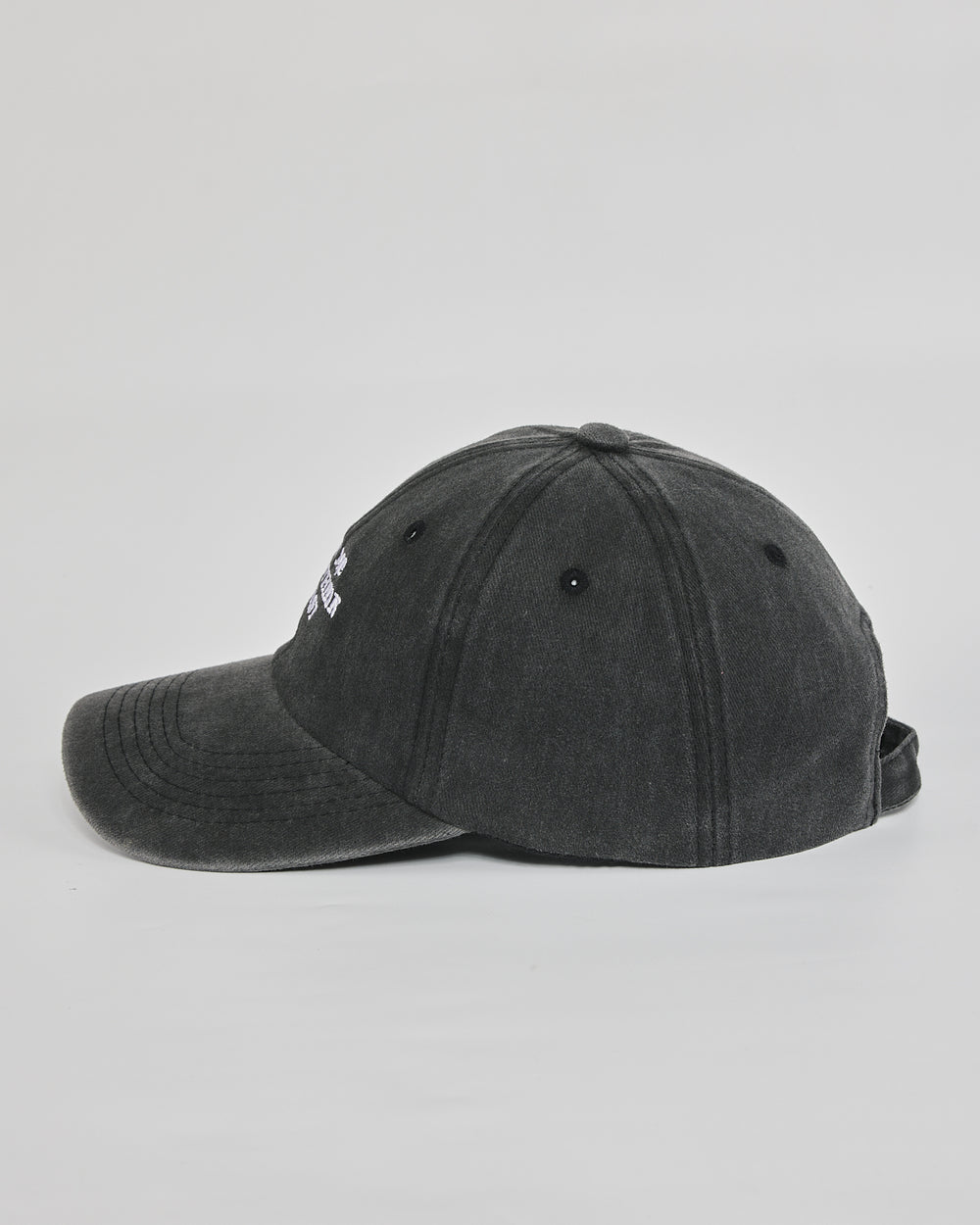 Let Me Overthink First black washed cap - angled view