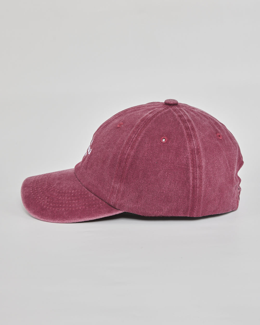 Let Me Overthink First burgundy washed cap - angled view