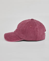 Let Me Overthink First burgundy washed cap - angled view