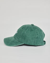 Side view of Let Me Overthink First Forest Green Washed Cap