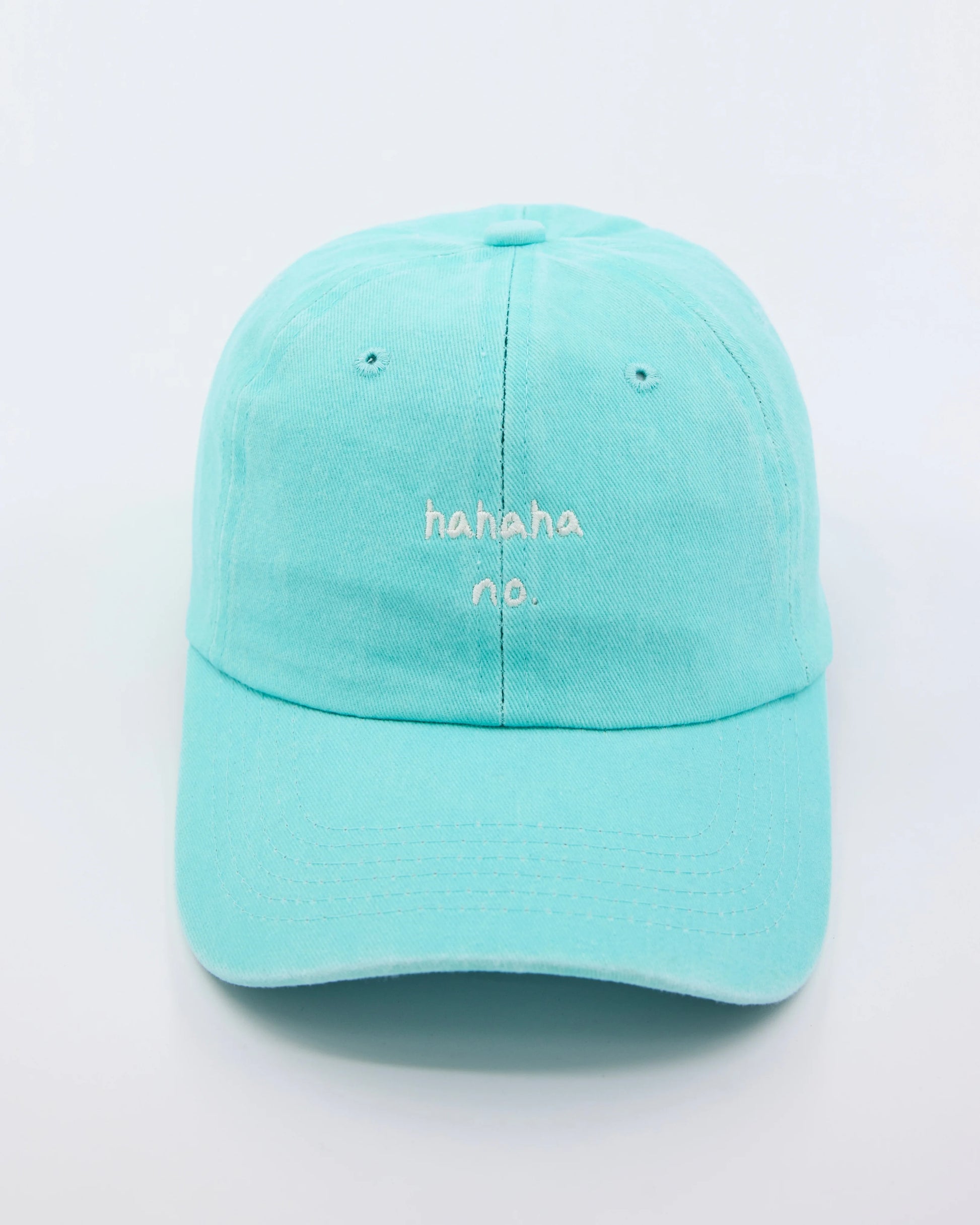 front view of Hahaha No Light Blue Washed Cap