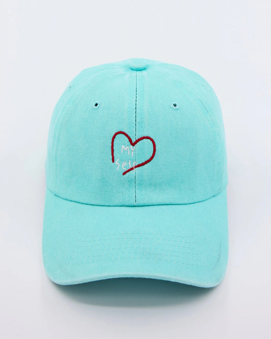 front view of Light Blue Love Myself Washed Cap
