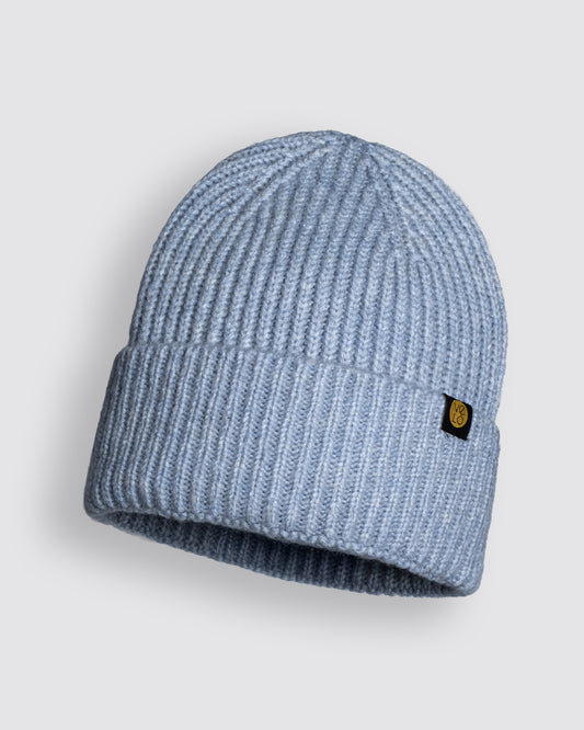 Front view of Light Blue Lux Beanie