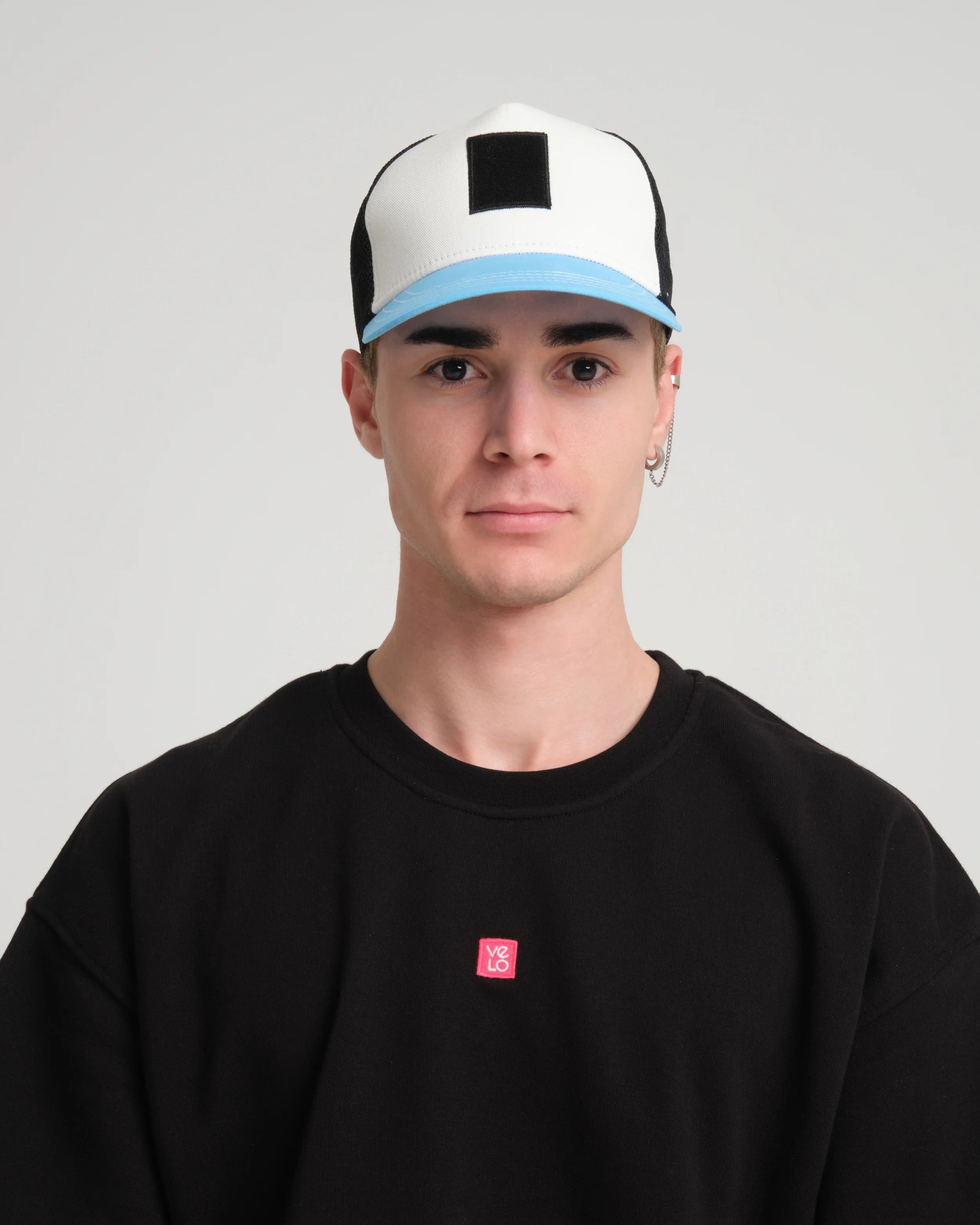 Light Blue Trucker Cap With Free Patch