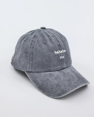 side view of Hahaha No Light Gray Washed Cap