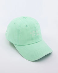side view of Cute But Psycho Light Green Cap