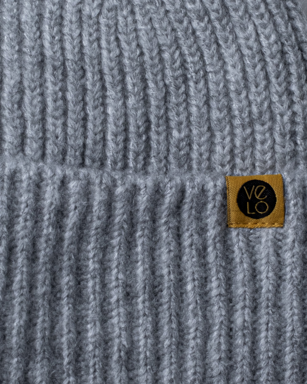 Close view of Light Grey Lux Beanie